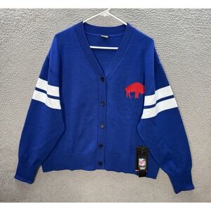 Buffalo Bills Sweater Womens XL Blue Cardigan Embroidered NFL Football NEW